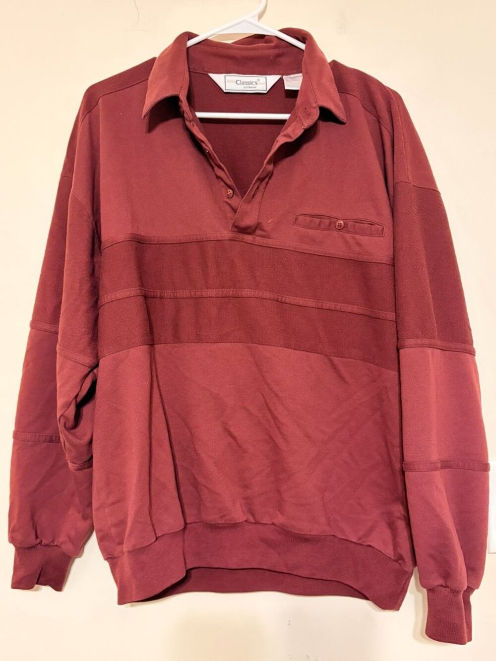 VTG Vintage 1980s Classics by Palmland Red Long Sleeve Polo Shirt Mens Size XL